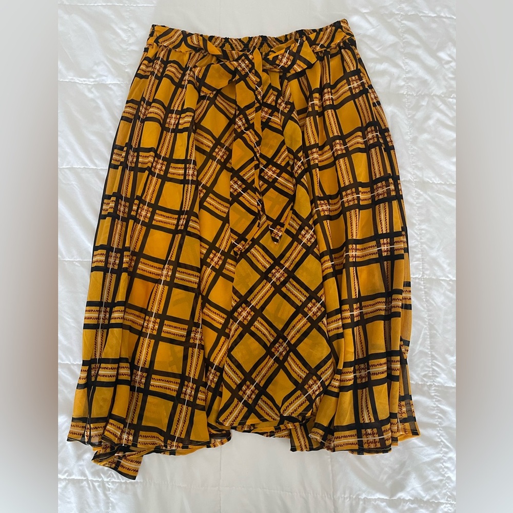 Plaid Yellow and Black Women's Skirt